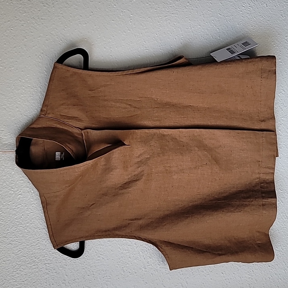 NWT lunya Woven Linen Sleeveless Shirt, Size Medium, Color Lush Caramel - Picture 4 of 11